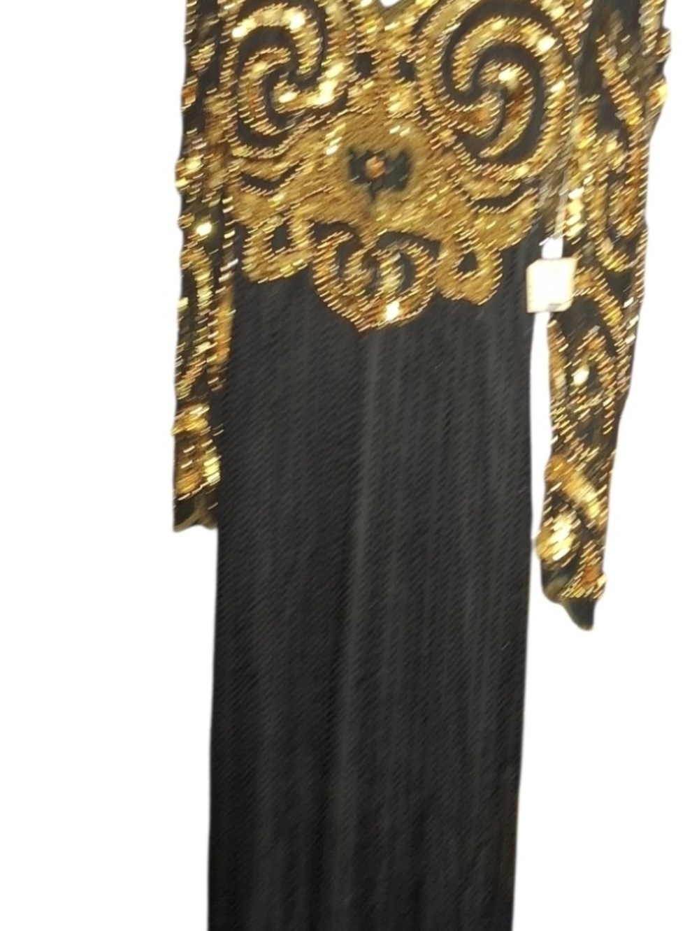 Black Maxi Dress with Gold Sequin Embellishment